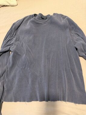 Brandy Melville faded denim blue ribbed crewneck